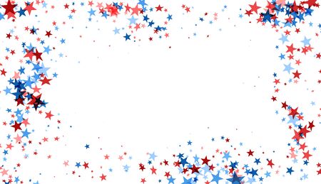 Starry red and blue frame on white  with text place.のイラスト素材