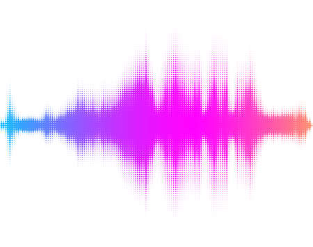 Abstract multicolored dotted sound wave on white background. Vector illustration.のイラスト素材