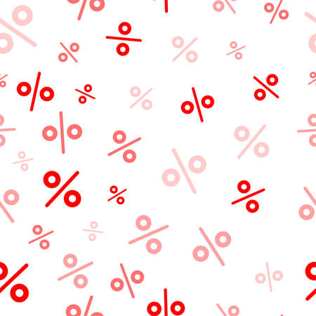 Red percent seamless pattern on white background. Vector illustration.のイラスト素材