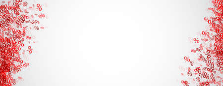 Red percents frame on white background. Space for text. Vector illustration.のイラスト素材