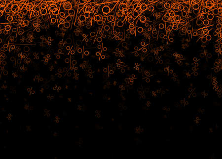 Falling orange percents on black background. Vector illustration.のイラスト素材
