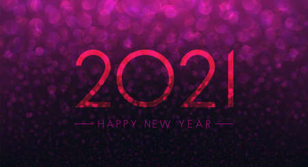 2021 happy new year transparent sign on gradient violet bubble background. Vector holiday...