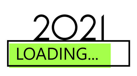 Green new year 2021 loading bar on white background. Vector holiday illustration.