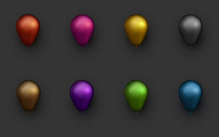 Set of foil balloons on black background. Vector festive illustration.のイラスト素材