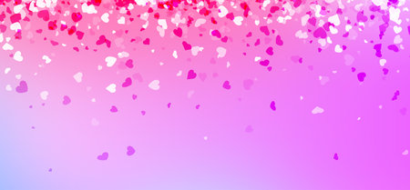 Pink and white hearts confetti background. Love symbol. Valentine's Day. Vector illustration.のイラスト素材