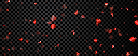 Red heart confetti on transparent background. Valentine's day. Vector illustration.のイラスト素材
