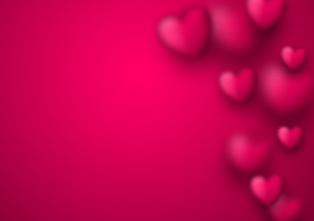 Pink Valentine's day banner with blurred hearts. Vector illustration.のイラスト素材