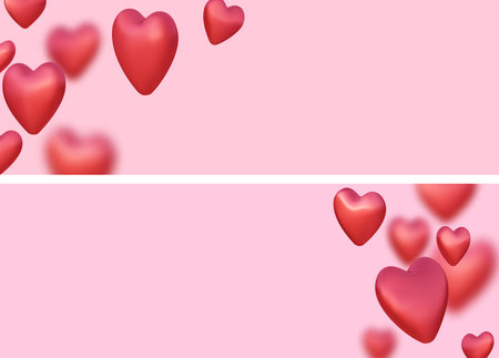 Pink Valentine's day banner with blurred hearts. Vector illustration.のイラスト素材