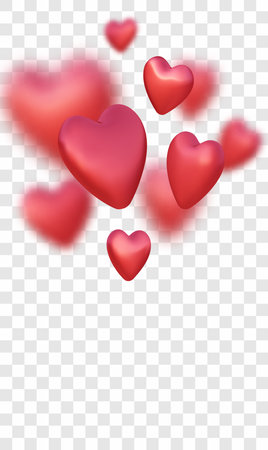 Valentine's day banners with pink blurred hearts.  Vector illustration.のイラスト素材