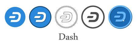 Set of blue dash crypto currency icons.のイラスト素材