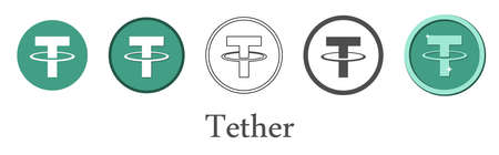 Set of green tether crypto currency icons. Vector illustration.のイラスト素材