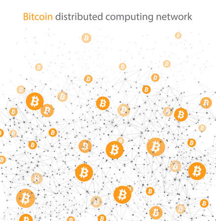 Bitcoin cryptocurrency. Abstract wireframe mesh background. Vector illustration.のイラスト素材