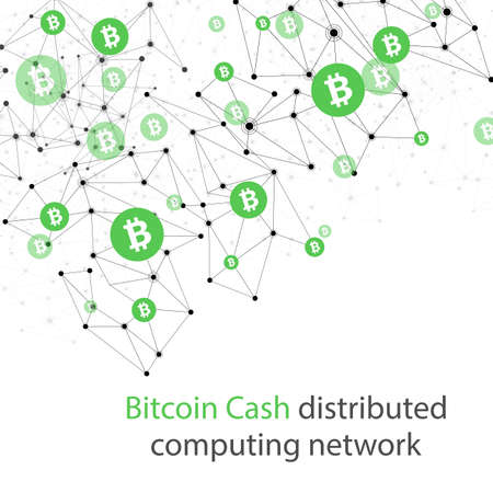 Bitcoin cash cryptocurrency. Abstract wireframe mesh background. Vector illustration.のイラスト素材