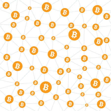 Bitcoin cryptocurrency. Abstract wireframe mesh background. Vector illustration.のイラスト素材
