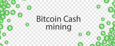 Green Bitcoin cash falling confetti. Vector illustration.のイラスト素材