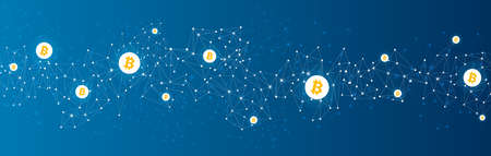 Bitcoin cryptocurrency. Abstract wireframe low poly mesh background. Vector illustration.のイラスト素材