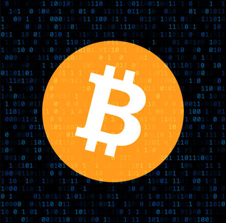 Bitcoin cryptocurrency. Abstract binary background. Vector illustration.のイラスト素材