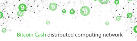 Bitcoin cash cryptocurrency. Abstract wireframe low poly mesh background. Vector illustration.