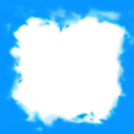Abstract blue and white halftone dotted background. Square frame. Space for text. Vector illustration.のイラスト素材