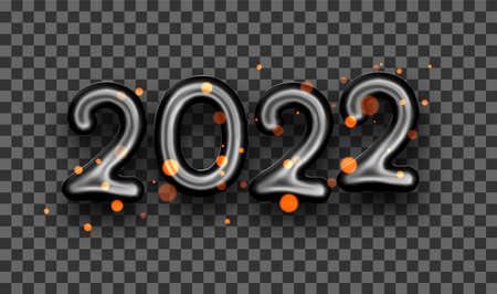 2022 black balloon number on transparent background. For banner, flyer, poster. Vector holiday...