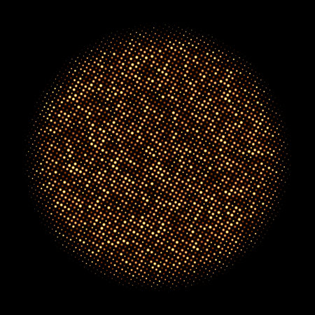 Golden luxury dotted halftone round background. Vector illustration.のイラスト素材