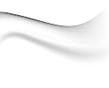 Black halftone curved dotted background. Banner with space for text. Vector illustration.のイラスト素材