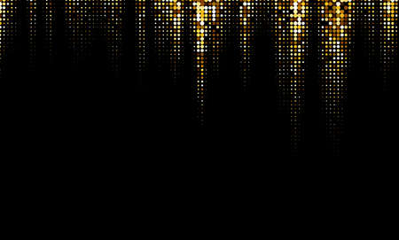 Abstract golden halftone peaks pattern on black background. Icicle. Vector illustration.のイラスト素材