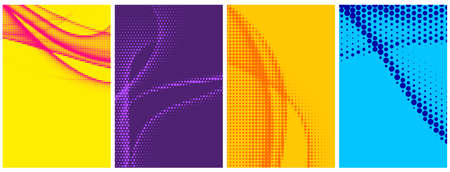Set of abstract halftone colorful gradient lines backgrounds. Vector illustration.のイラスト素材