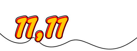 11.11 yellow sign drawn by single continuous line. Global sopping day. Big sale. Vector illustration.のイラスト素材