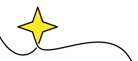 Abstract yellow one line drawn star. Vector illustration.のイラスト素材