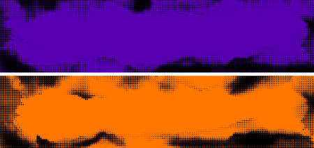 Set of halftone dotted horizontal frame. Banners with space for text. Vector illustration.のイラスト素材