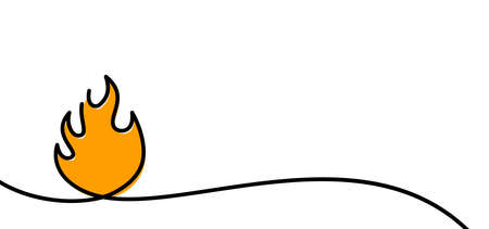 Single line drawing fire flames. Continuous line. Vector illustration.のイラスト素材
