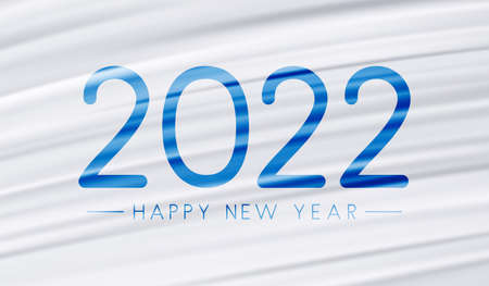 Blue fogged 2022 sign on gray brush strokes background. Happy new year sign. Vector holiday illustration.のイラスト素材