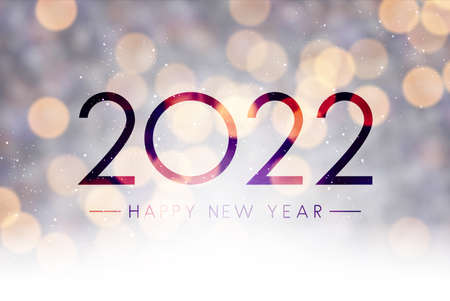 Fogged glass 2022 sign on colorful bokeh background. Vector festive illustration.のイラスト素材