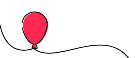 Abstract continuous line drawing red air balloon. Vector illustration.のイラスト素材
