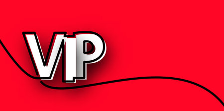 Single line drawn contour of vip sing. Red background with space for text. Vector illustration.のイラスト素材