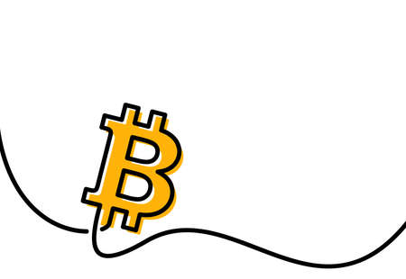 Single line drawn contour of bitcoin sign. Vector illustration.のイラスト素材