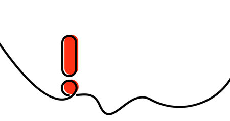 Single line drawn red exclamation mark. Vector illustration.のイラスト素材