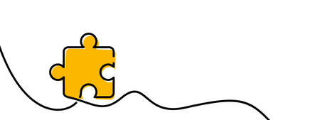 Single line drawn puzzle element. Vector illustration.のイラスト素材