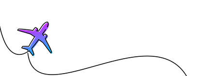 Single line drawn outline of gradient airplane. Vector illustration.のイラスト素材