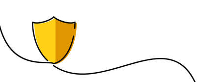 Single line drawn yellow shield. Vector illustration.のイラスト素材