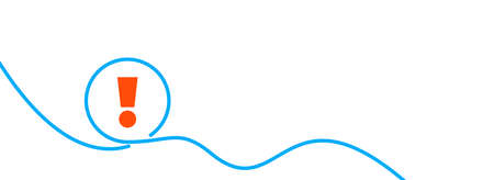 Blue single line drawn exclamation mark in circle. Vector illustration.のイラスト素材