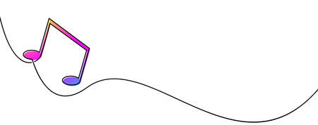 Continuous one line drawing of music note. Pink and purple gradient. Vector illustration.のイラスト素材