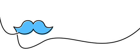Single line drawn blue mustache outline. Vector illustration.のイラスト素材