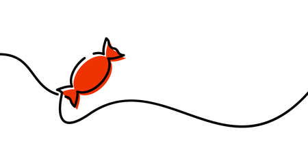 Single line drawn red candy outline. Vector illustration.のイラスト素材