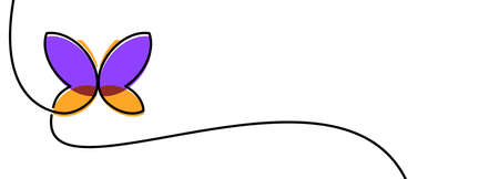 Single line drawn purple and yellow butterfly. Vector illustration.のイラスト素材