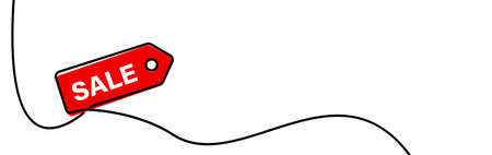 Continuous line drawn red sale tag. Vector illustration.のイラスト素材