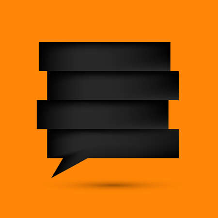 Black paper lines as speech bubble. Separated blocks. Orange background. Vector illustration.のイラスト素材