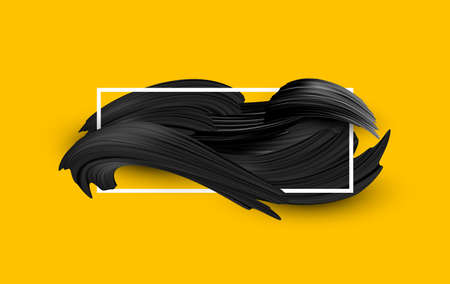 Black brush strokes on yellow background. Vector illustration.