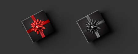 Two gift boxes with beautiful bow. Vector holiday illustration.のイラスト素材
